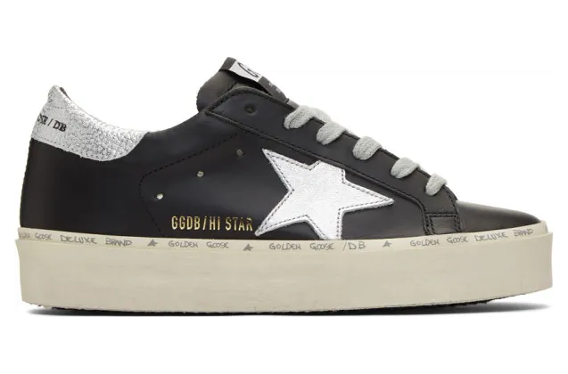 Golden Goose Black and Silver Hi Star Sneakers (G35WS945.B9)