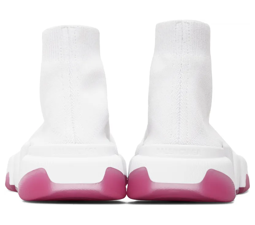 Balenciaga White & Pink Speed 2.0 Sneakers (654045 W2DI2) (2)