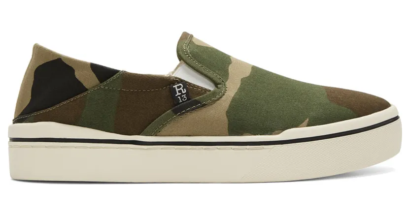 R13 Green Camo Slip-On Sneakers (R13S0255-15)