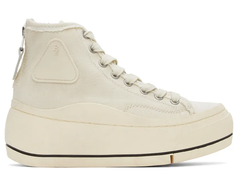 R13 Off-White Distressed High-Top Sneakers (R13S5029-002)