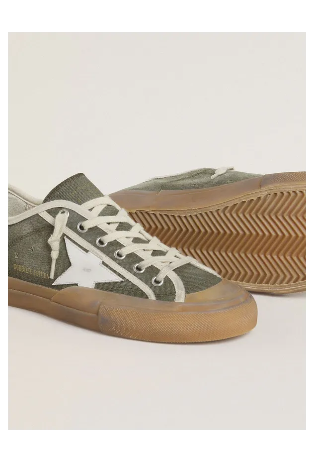 Golden Goose Women’S Super-Star Ltd In Green Canvas With White Leather Star (GWF00902.F007245.35919) (4)