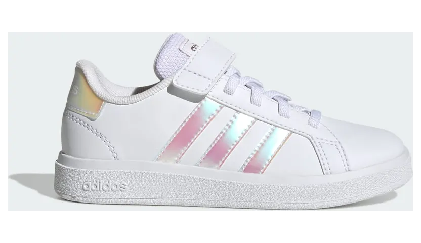 adidas Grand Court Lifestyle Court Elastic Lace and Top Strap Schuh Cloud White / Iridescent / Cloud White (GY2327)