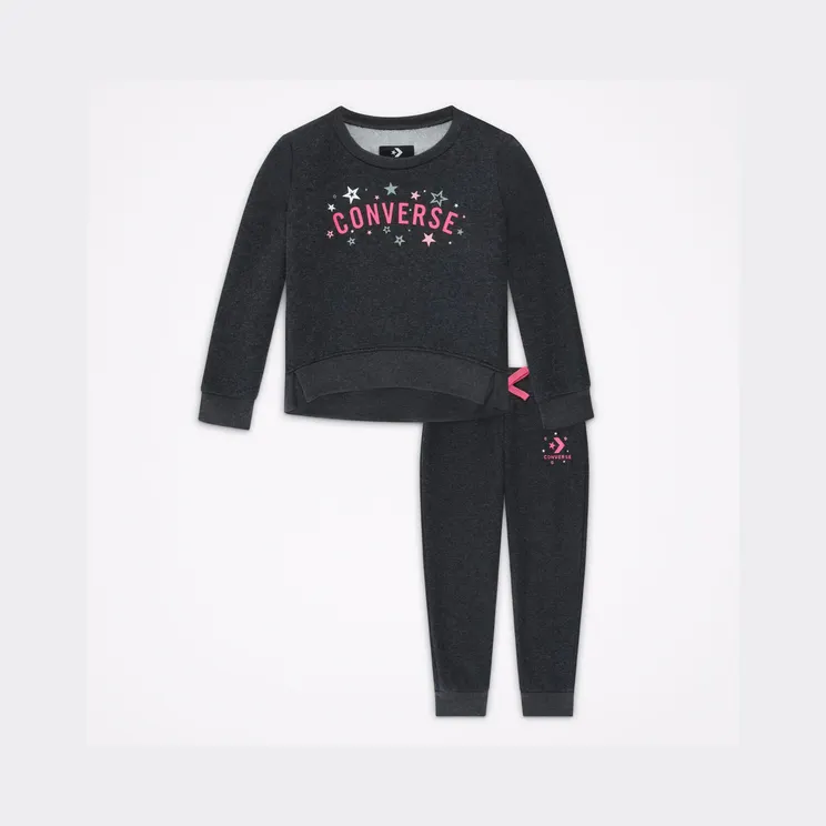 Converse Stardust Long Sleeve Jogger Set Black Heather (10022461-A01)