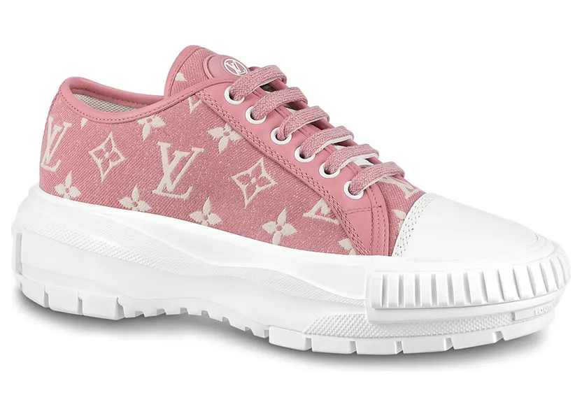 Louis Vuitton Squad Low Monogram Denim Rose Clair Pink White (W) (1A9S0M)
