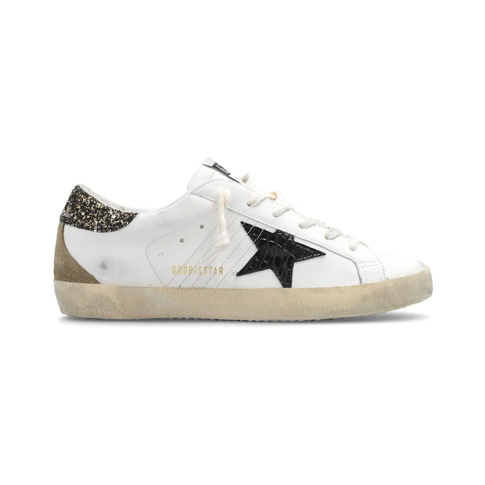 Golden Goose Super-Star White Black Croc Glitter (GWF00102.F004775.11551)