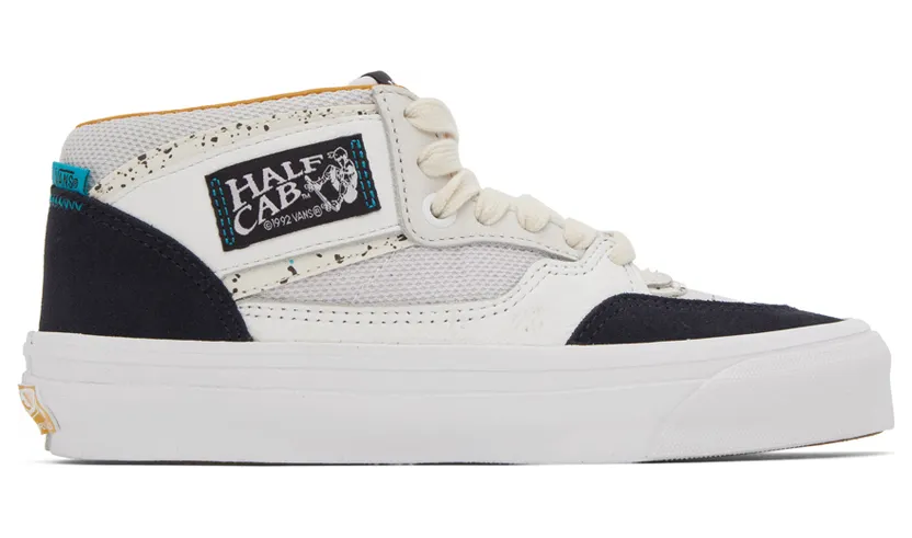 Vans White & Navy OG Half Cab Sneakers (VN0A5HTJBDR1)