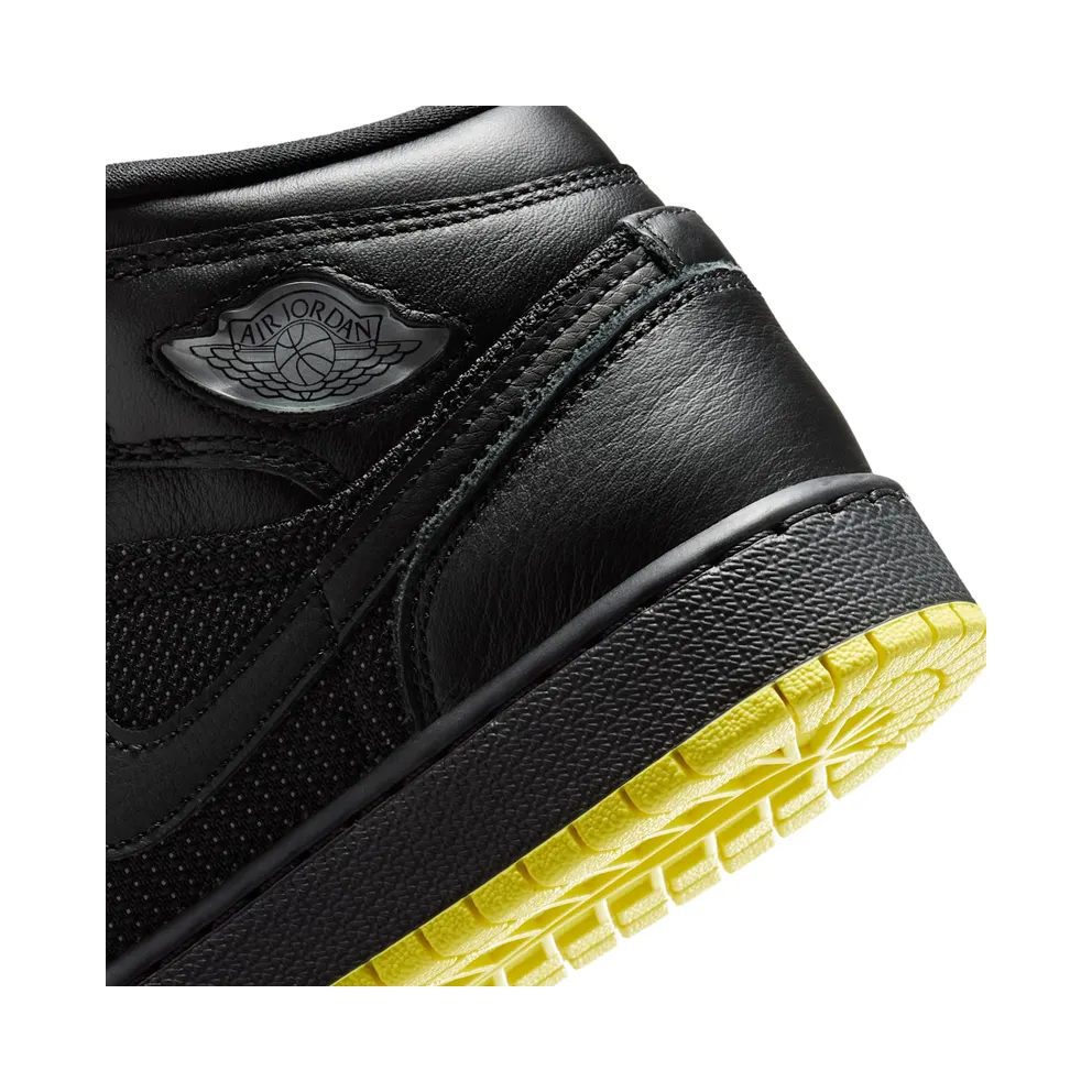 Nike Air Jordan 1 Mid SE “Black / Opti Yellow / Silver” (IV6811-001)
