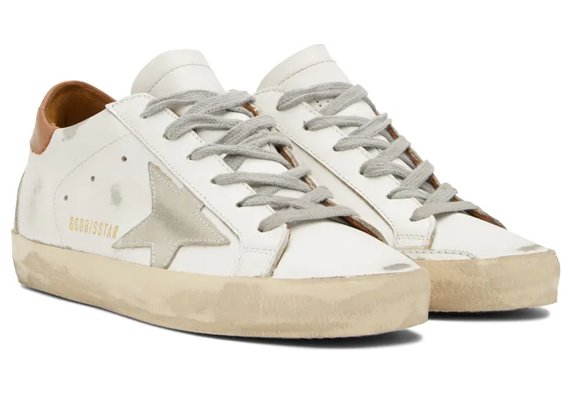Golden Goose White & Brown Super-Star Classic Sneakers (GWF00102.F002182.10803) (4)