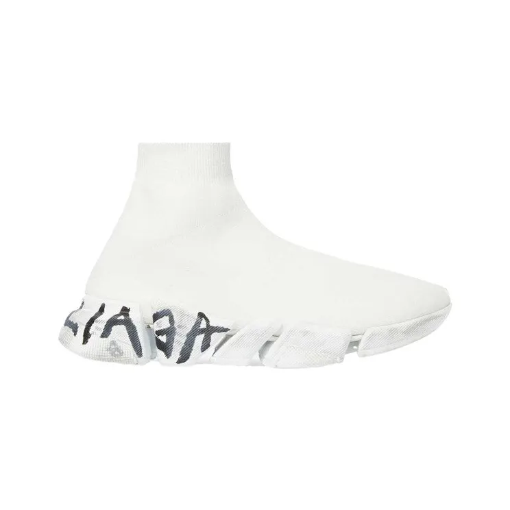 Balenciaga Speed 2.0 Graffiti Recycled Knit White (617196W2DD42091)