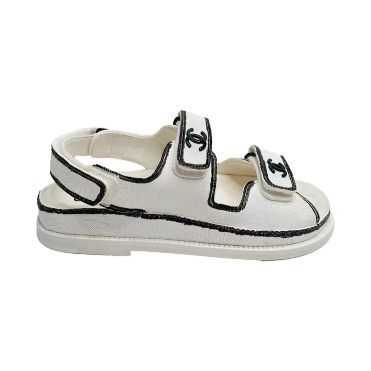 Chanel Dad Sandals White Leather (G35927X56386 K3897)