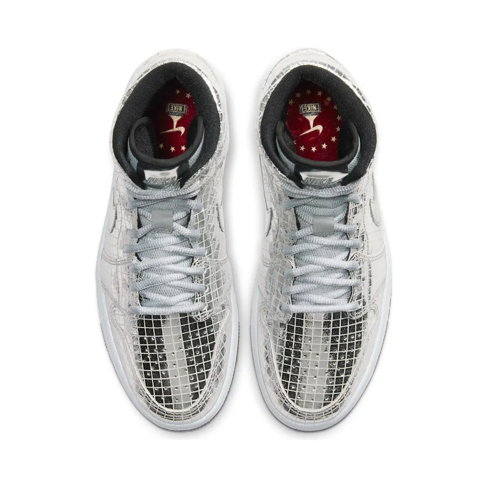 Jordan 1 Mid SE Disco Metallic Silver (W) Silver/White-Black (CU9304-001)