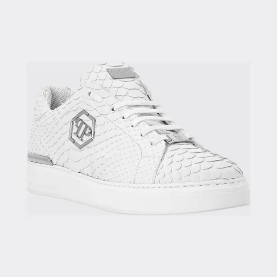 Philipp plein Python Print Leather Sneakers with Hexagon White (FAASMSC3155PLE029P01)