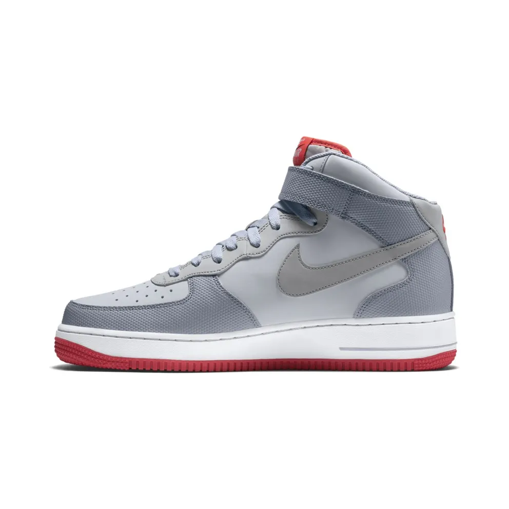 Nike Air Force 1 Mid Pure Platinum Wolf Grey Bright Crimson