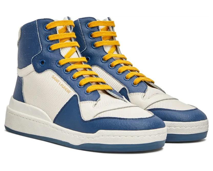 Saint Laurent Off-White & Blue SL24 High-Top Sneakers (610618AAAI5) (4)