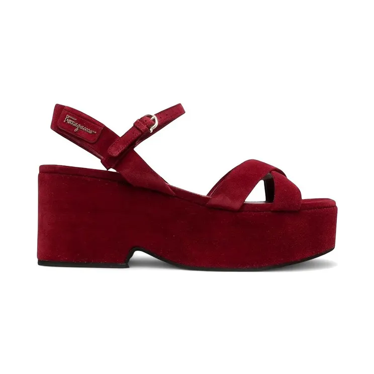 Ferragamo Strappy Platform Block-Heel Sandals Red (01B924745207)