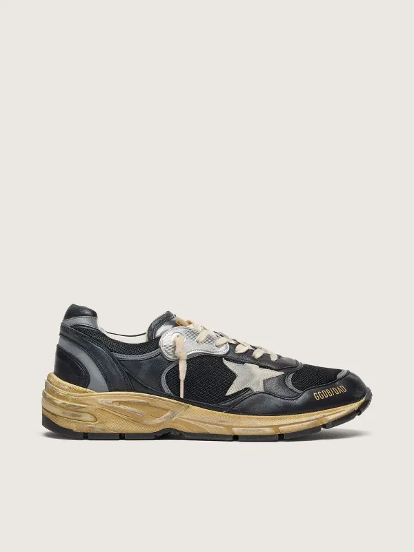 Golden Goose Women’S Dad-Star In Black And Silver Mesh And Nappa With Ice-Gray Star (GWF00884.F003270.90282)