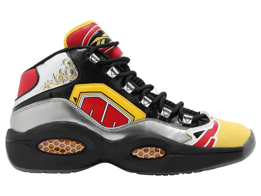 Reebok Power Rangers Question Mid Schoenen Black / Silver Metallic / Vector Red