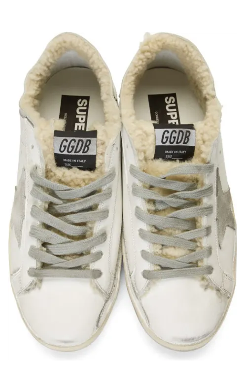 Golden Goose White Shearling Double Structure Superstar Sneakers (G35MS590.Q75) (4)