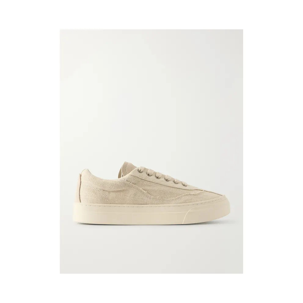 Omni Dellow Suede-Trimmed Distressed Drill Beige (OM01274)