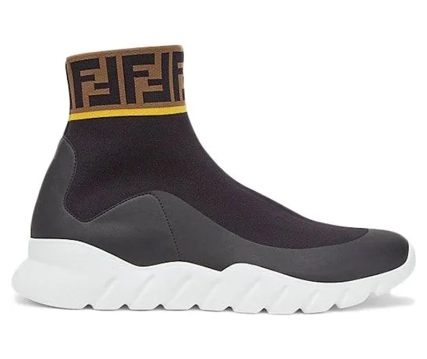 Fendi Tech Fabric High Top Black Brown