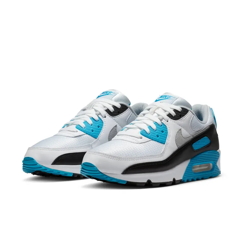 Nike Air Max 90 Laser Blue (2020) White/Black-Grey Fog-Laser Blue (CJ6779-100)