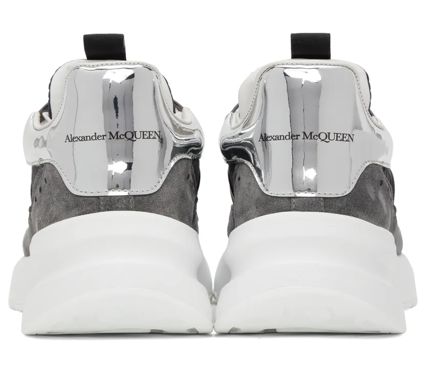 Alexander McQueen SSENSE Exclusive Grey & Navy Rib Suede Sneakers (604281WHBGP) (4)