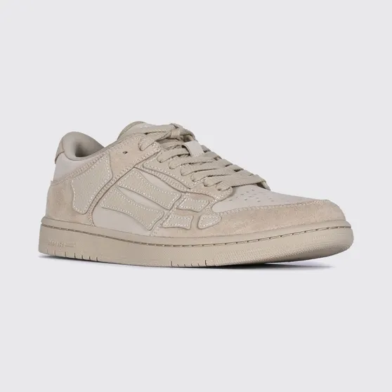 Amiri Skel Low-Top Calfskin Sneakers with Perforated Toe and Printed Logo White (AMSNSN1075271)