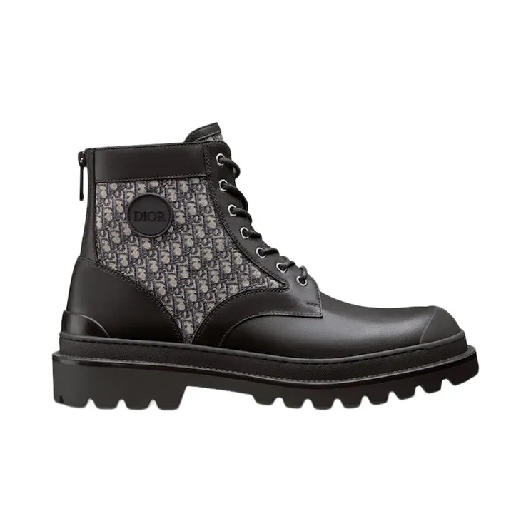 Dior Explorer Ankle Boot Black Beige Dior Oblique Jacquard (3BO257ZKD_H961)