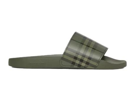 Burberry Embossed Logo Slides Military Green (80427111)