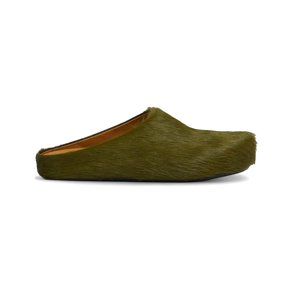Marni Long Hair Calfskin Fussbett Sabot Mule Deep Sage (SBMR000600P412200V58)