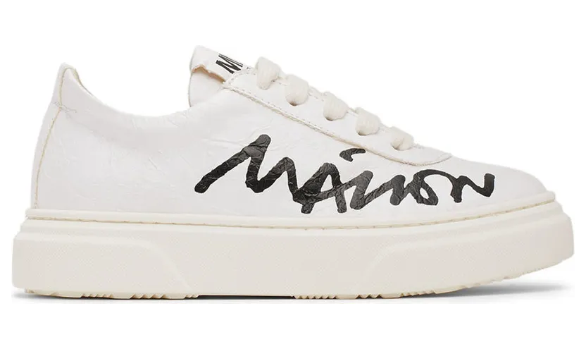 MM6 Maison Margiela Kids White Cursive Logo Sneakers (70337)