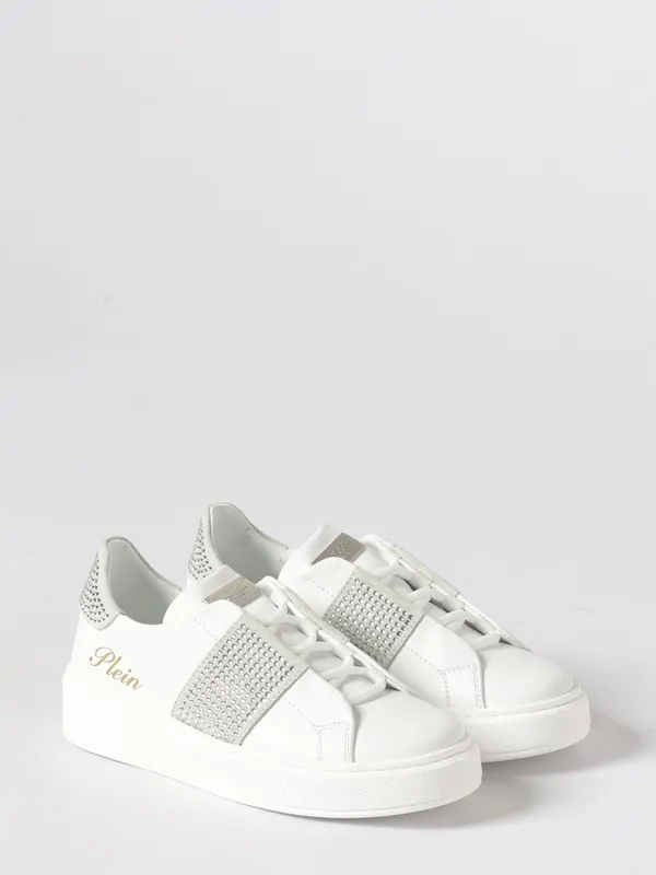 Philipp plein Leather Sneakers with Rhinestones White (832251)