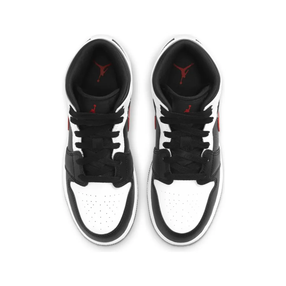 Jordan 1 Mid White Black Chile Red (GS) White/Black-Chile Red (554725-075)