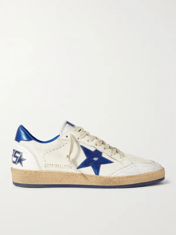 Golden Goose Ball Star Distressed Leather Sneakers White (GMF00117.F002198)