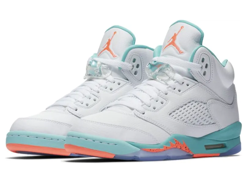Air Jordan 5 Retro GS White Aqua Crimson (440892-100)