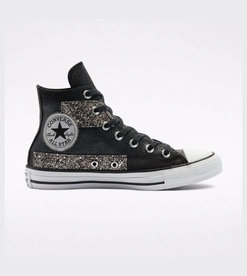 Converse Chuck Taylor All Star High ‘Black Glitter’ Black/Lemon Venom/White (569427C)
