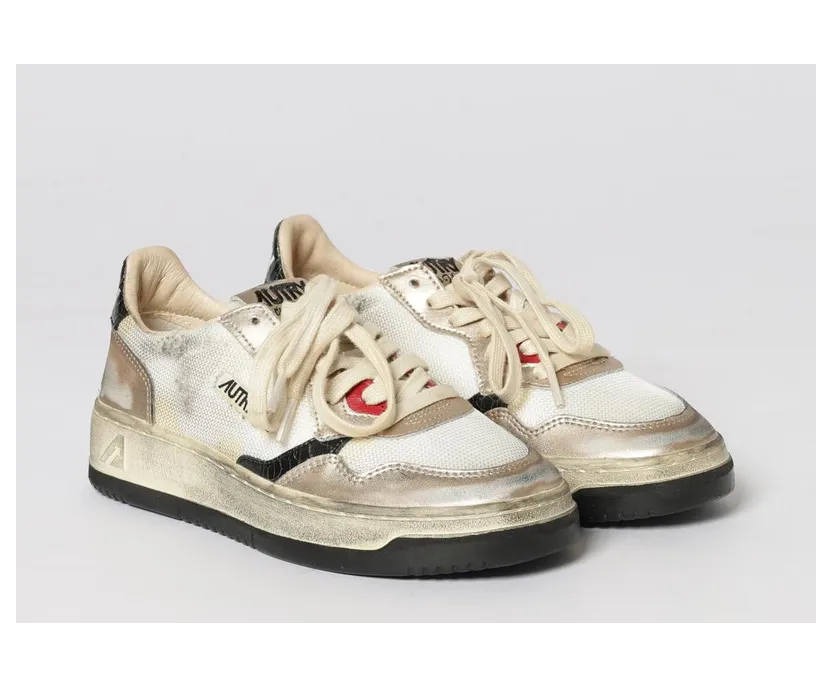 Autry Medalist Low Super Vintage Sneakers in Used Leather and Mesh White (AVLWMS09)