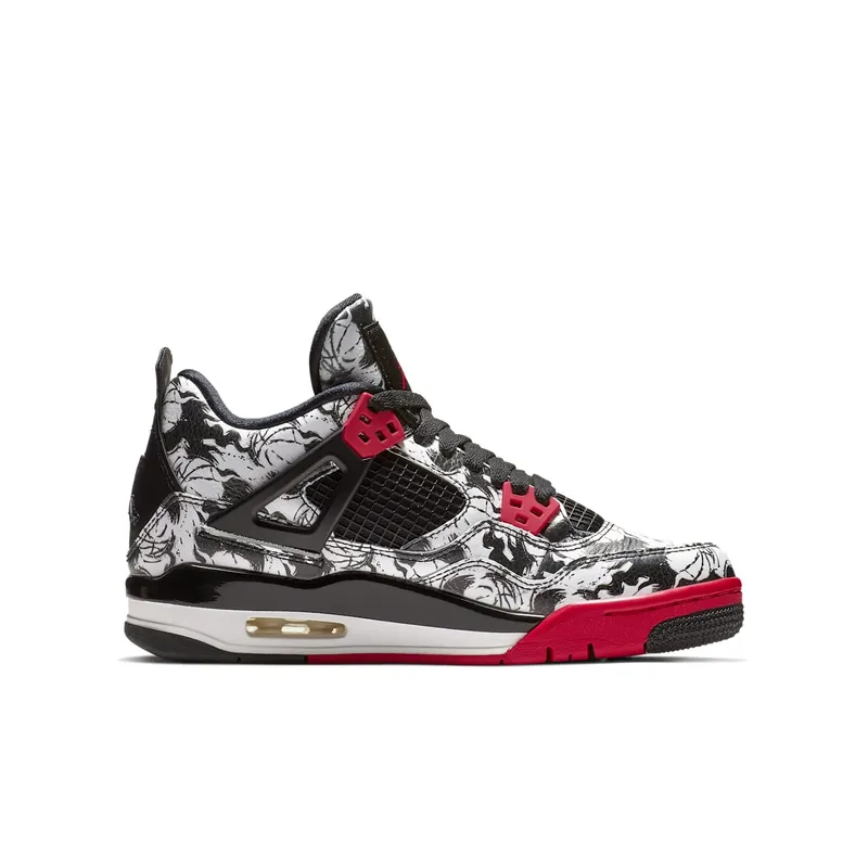 Jordan 4 Retro Tattoo 2018 (GS) Black/Fire Red-Black-White (BV7451-006)