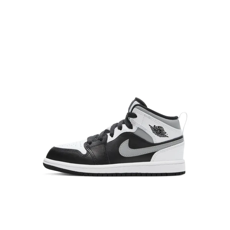 Jordan 1 Mid White Shadow (PS) Black/Medium Grey-White (640734-073)