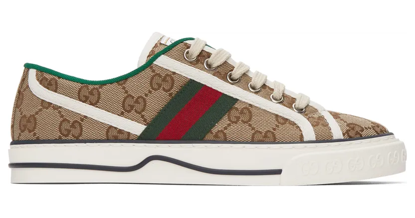 Gucci Beige GG Supreme ‘Gucci Tennis 1977’ Sneakers (606110 HVK20)