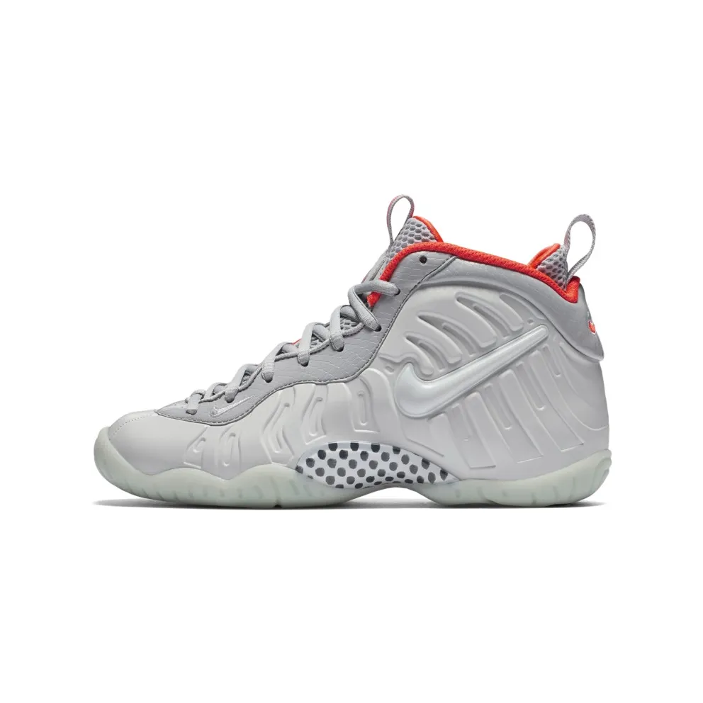 Nike Air Foamposite Pro Pure Platinum (GS) Pure Platinum/Pure Platinum-Wolf Grey-Bright Crimson (644792-005)