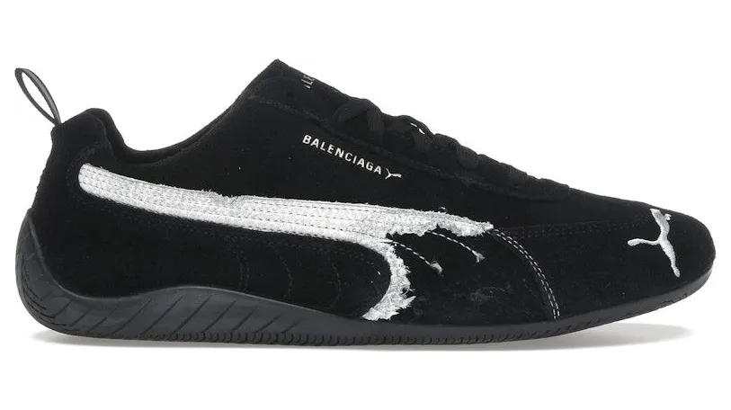 Balenciaga x Puma Speedcat Suede Distressed Black White (847146 WSDSD 1090)