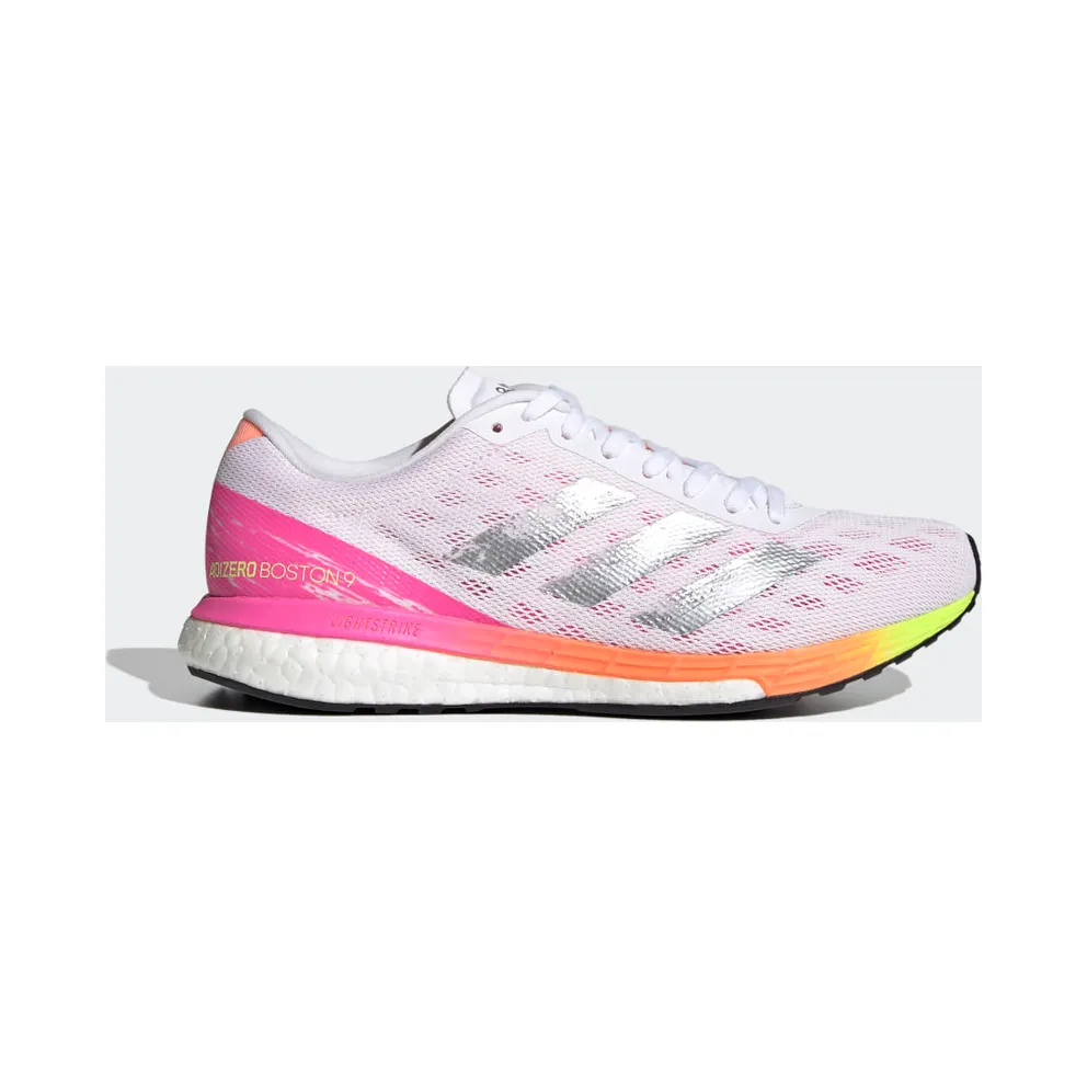 adidas Adizero Boston 9 Laufschuh Cloud White / Silver Metallic / Screaming Pink (H68744)