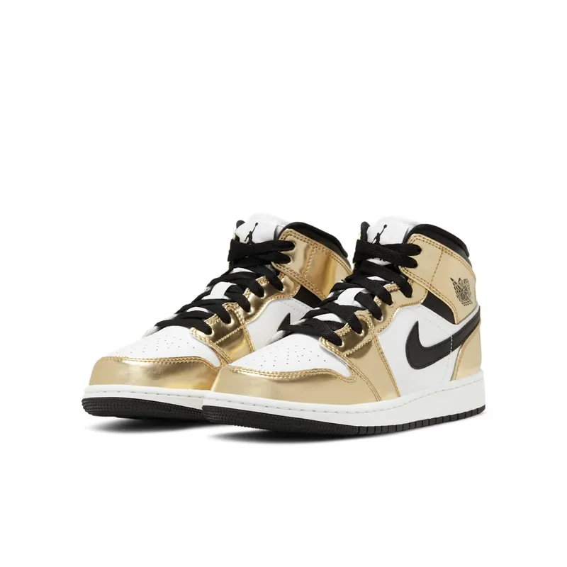 Jordan 1 Mid Metallic Gold Black White (GS) Metallic Gold/Black-White-Black (DC1420-700)