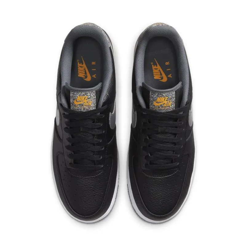 Nike Air Force 1 Crater Grind Black Black/Metallic Silver-Light Smoke Grey-Laser Orange (DA4676-001)