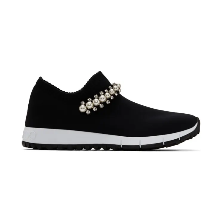 Jimmy Choo Black Crystal and Pearl Verona Sneakers (VERONA YAK)