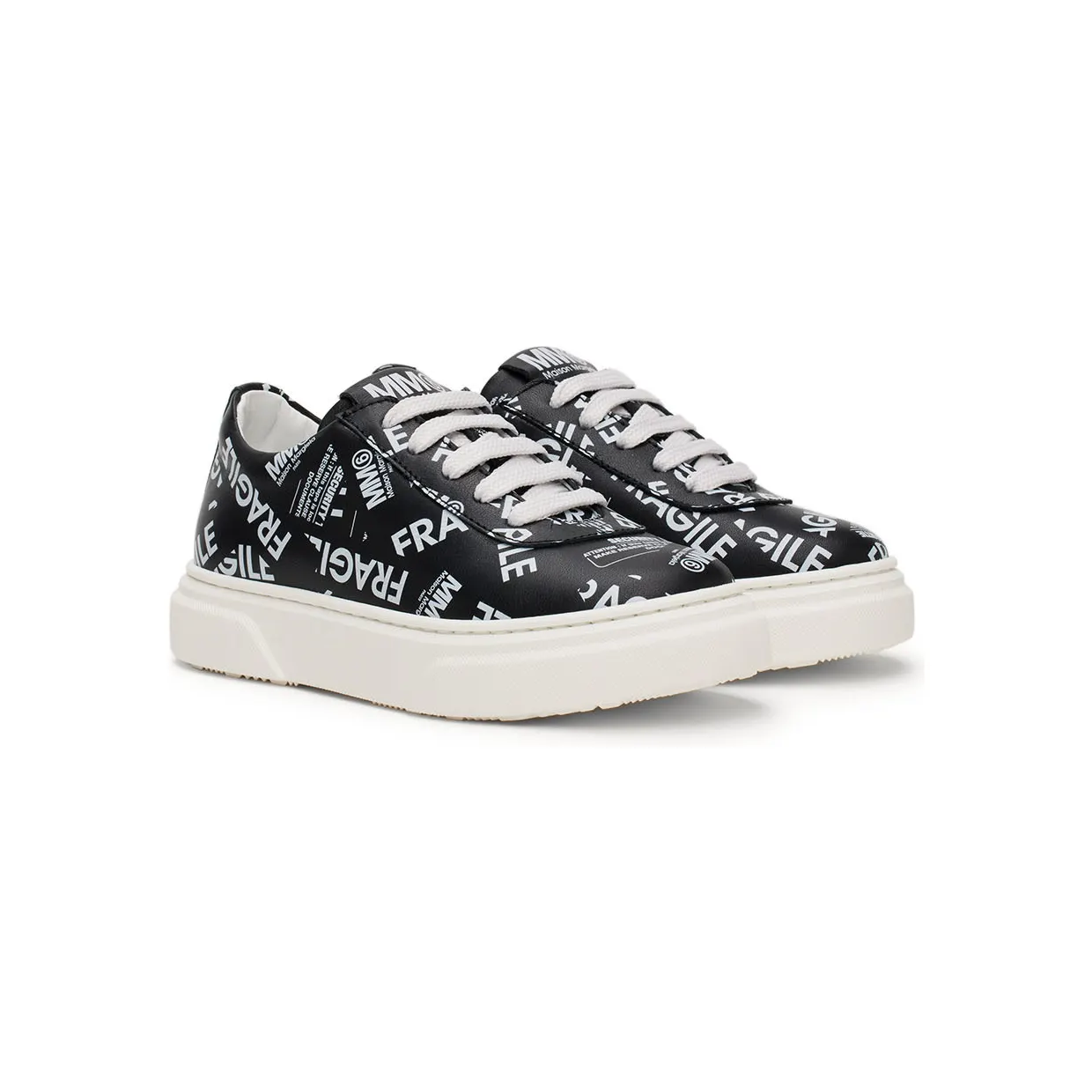 MM6 Maison Margiela Kids Black All Over Logo Sneakers (70338) (4)
