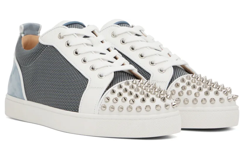 Christian Louboutin Blue & Gray Louis Junior Spikes Sneakers (3220170) (4)
