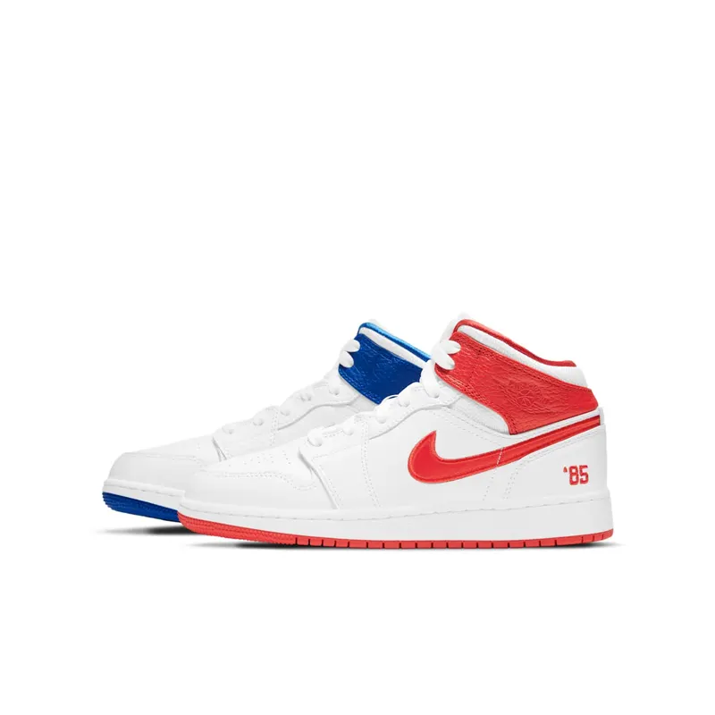 Jordan 1 Mid 85 (GS) White/Red/Blue (DH0200-100)