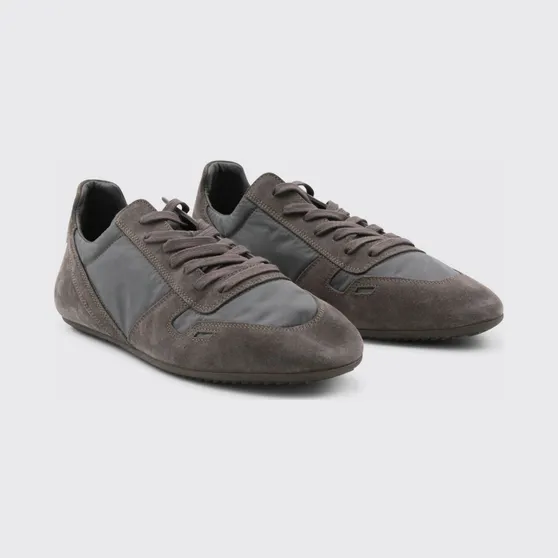 Rick owens Temple Minimal Suede and Nylon Sneakers Dust (RU01F2889NDOLVX78)